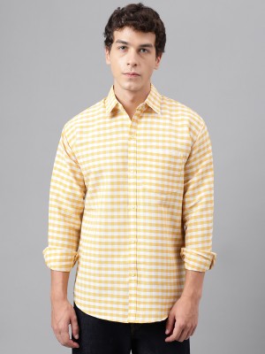 KLOSET BY RIAG Men Checkered Casual Yellow Shirt