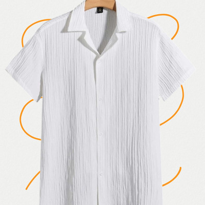 Jenil Fashion Men Self Design, Solid Casual White Shirt