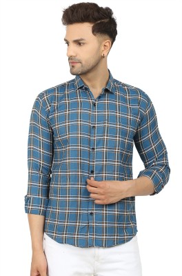 Liza Martin Men Checkered Casual Blue Shirt