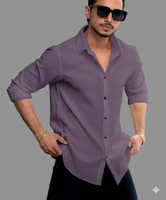 EBRANDLADY TRENDZ Men Self Design Casual Purple Shirt