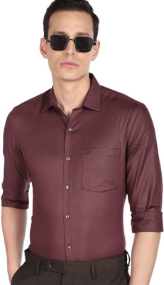 ARROW Men Self Design Formal Red Shirt