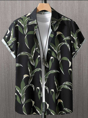 THEBROSSCO Men Printed Casual Black, Dark Green, White Shirt