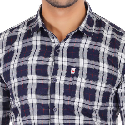 Arthz Fab Trend Men Checkered Casual Dark Blue, Red, Grey Shirt