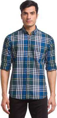 PARX Men Checkered Casual Green Shirt