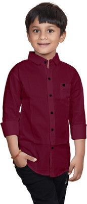SKY PEARL Boys Solid Casual Maroon Shirt