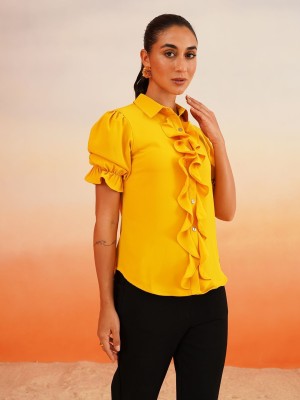 BEATNIK Women Solid Casual Yellow Shirt