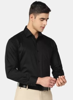 FUBAR Men Solid Formal Black Shirt