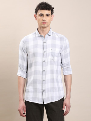 TURTLE Men Checkered Casual Grey, White Shirt