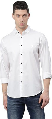 Style Grove Men Solid Casual White Shirt