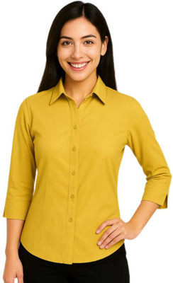 ZUNAIRA GARMENTS Women Solid Formal Yellow Shirt