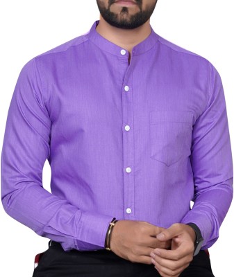 GLOBAL NOMAD Men Solid Casual Purple Shirt