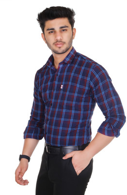 Arthz Fashion Trend Men Checkered Casual Dark Blue, Blue, Maroon Shirt