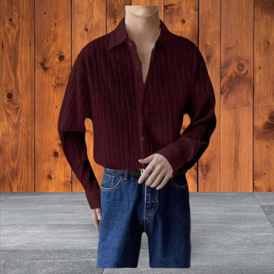SHIVAY FASHIONS Men Self Design Casual Maroon Shirt