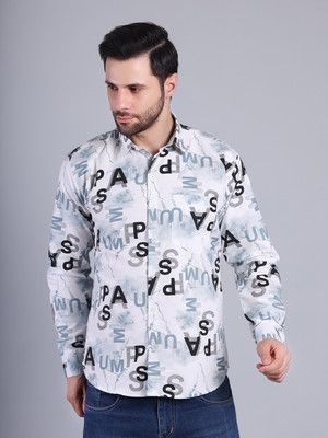 RARE CAMEL Men Printed Casual Green Shirt