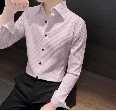 ugam traders Men Self Design Casual Pink Shirt