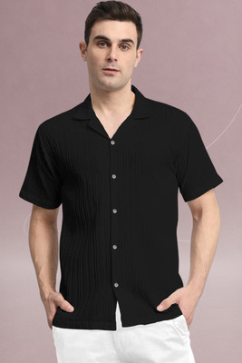 A Dearise Trend Men Self Design, Solid Casual Black Shirt