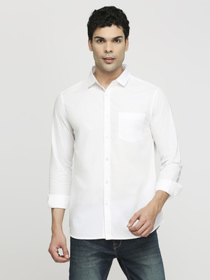 NADASM Men Solid Casual White Shirt