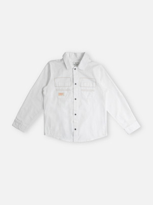 Pepe Jeans Boys Self Design Casual White Shirt