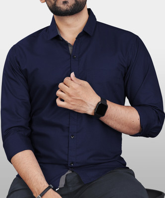 Auryx nx Men Solid Formal Dark Blue Shirt