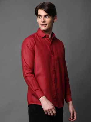METRONAUT Men Solid Casual Maroon Shirt