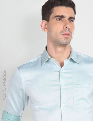 ARROW Men Self Design Formal Green Shirt