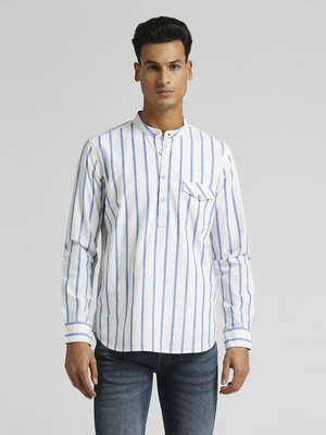 Pepe Jeans Men Striped Casual White Shirt