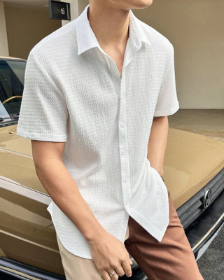 Hityyani Men Solid Formal White Shirt