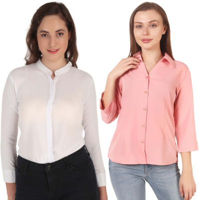 Miranga Women Solid Formal Multicolor Shirt(Pack of 2)