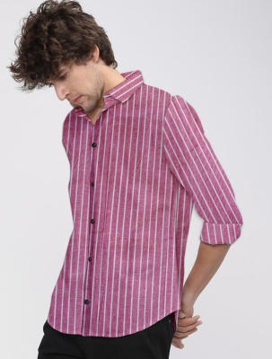 ISUEL FAB Men Printed Casual Pink Shirt