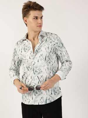 THOMAS SCOTT Men Printed Casual Green, White Shirt