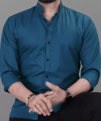 Tanip Men Solid Casual Blue Shirt