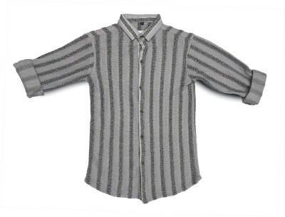 solenclothing Boys Striped Casual Grey Shirt