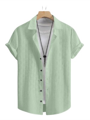 KHANJAN FASHION Men Self Design, Checkered Casual Light Green Shirt