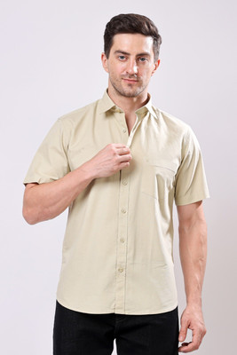 Stylox Men Solid Casual Beige Shirt