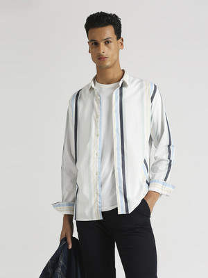 Pepe Jeans Men Striped Casual Green Shirt