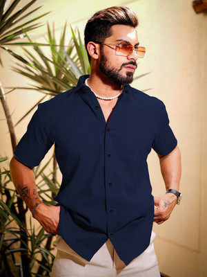 METRONAUT Men Solid Casual Blue Shirt