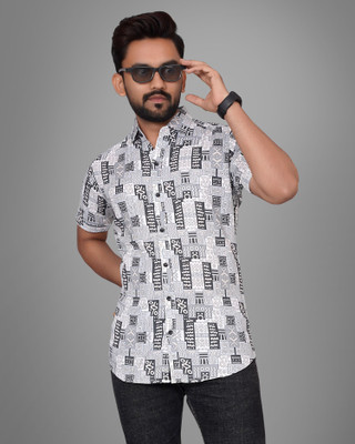 METRONAUT Men Printed Casual Grey Shirt