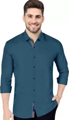 bhizy Men Solid Casual Blue Shirt