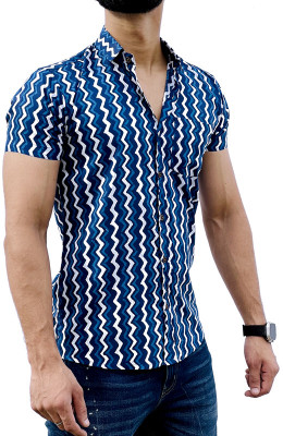 The Fam Studio Men Printed Beach Wear Blue Shirt