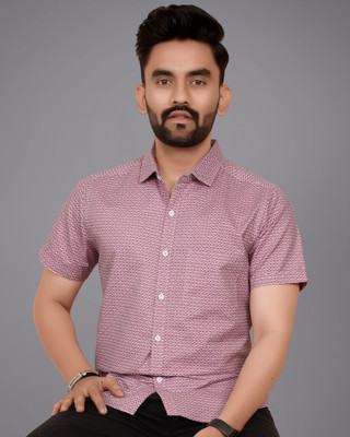 METRONAUT Men Printed Casual Pink Shirt