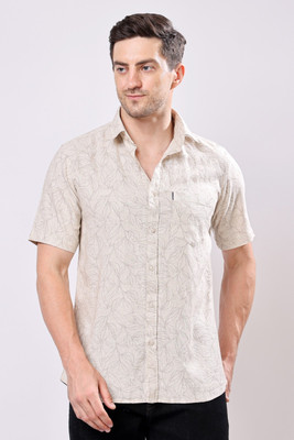 Stylox Men Printed Casual Beige Shirt