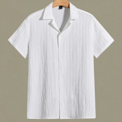 Look Trendy Men Self Design Casual White Shirt