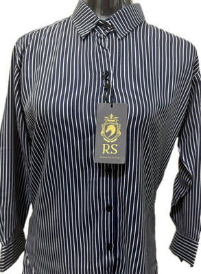 RS FASHION Women Striped Casual Blue Shirt