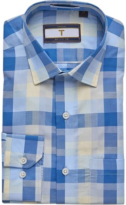 T the brand Men Checkered Formal Blue Shirt