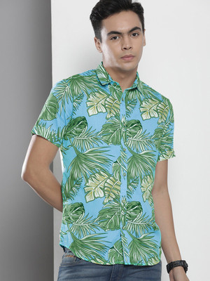 The Indian Garage Co. Men Floral Print Beach Wear Blue Shirt