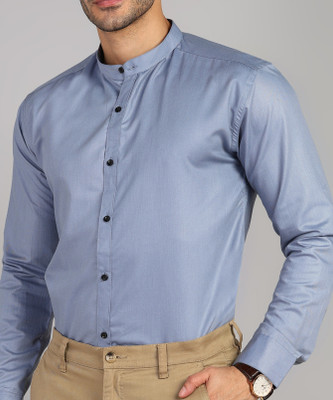 MILDIN Men Solid Formal Grey Shirt