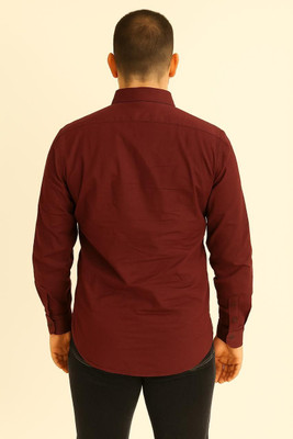 Pulsemen Men Solid Formal Red Shirt