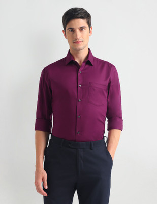 ARROW Men Solid Casual Purple Shirt