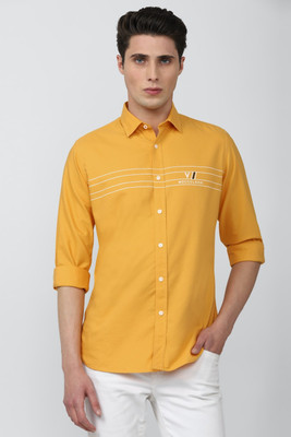 VAN HEUSEN Men Solid Casual Orange Shirt