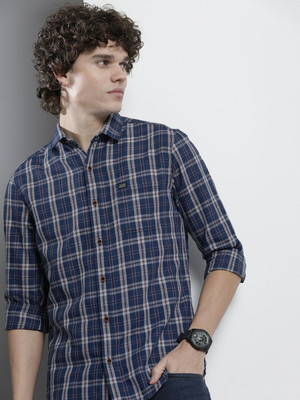 The Indian Garage Co. Men Checkered Casual Blue Shirt